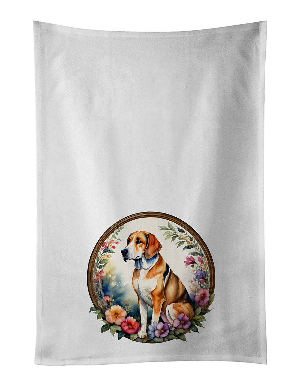 Buy this American Foxhound and Flowers Kitchen Towel Set of 2