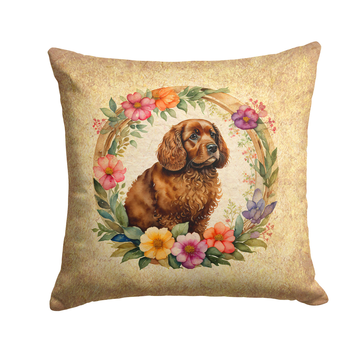 Buy this American Water Spaniel and Flowers Fabric Decorative Pillow