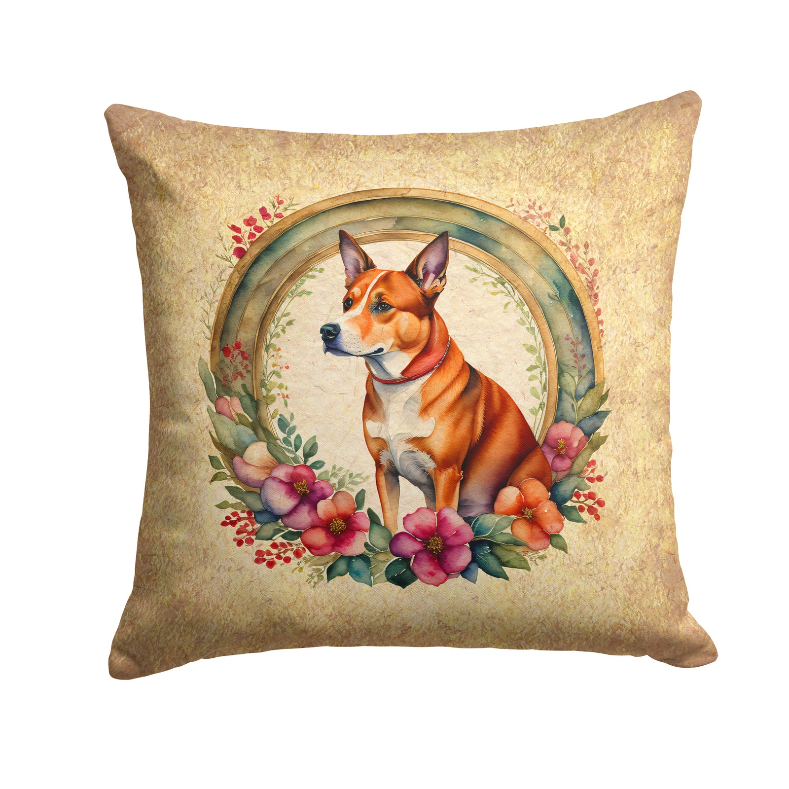 Buy this Basenji and Flowers Fabric Decorative Pillow