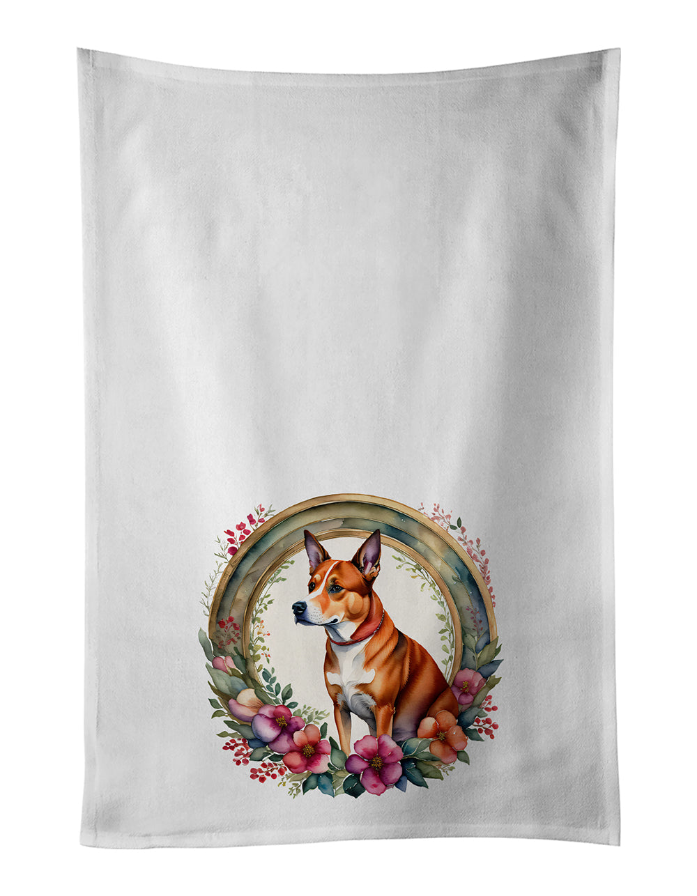 Buy this Basenji and Flowers Kitchen Towel Set of 2