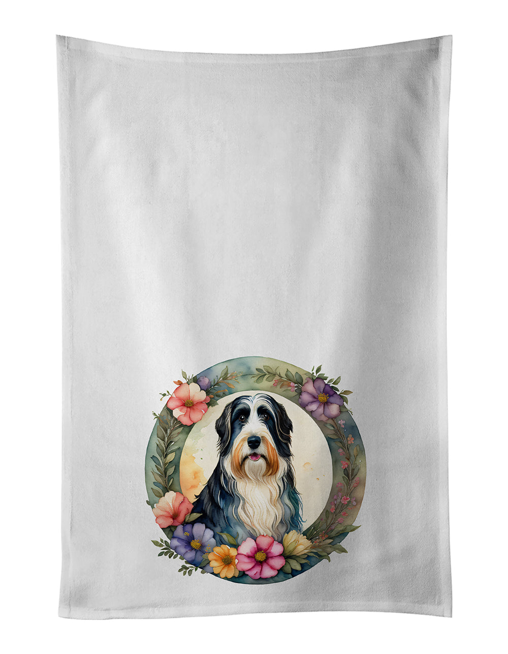 Buy this Bearded Collie and Flowers Kitchen Towel Set of 2