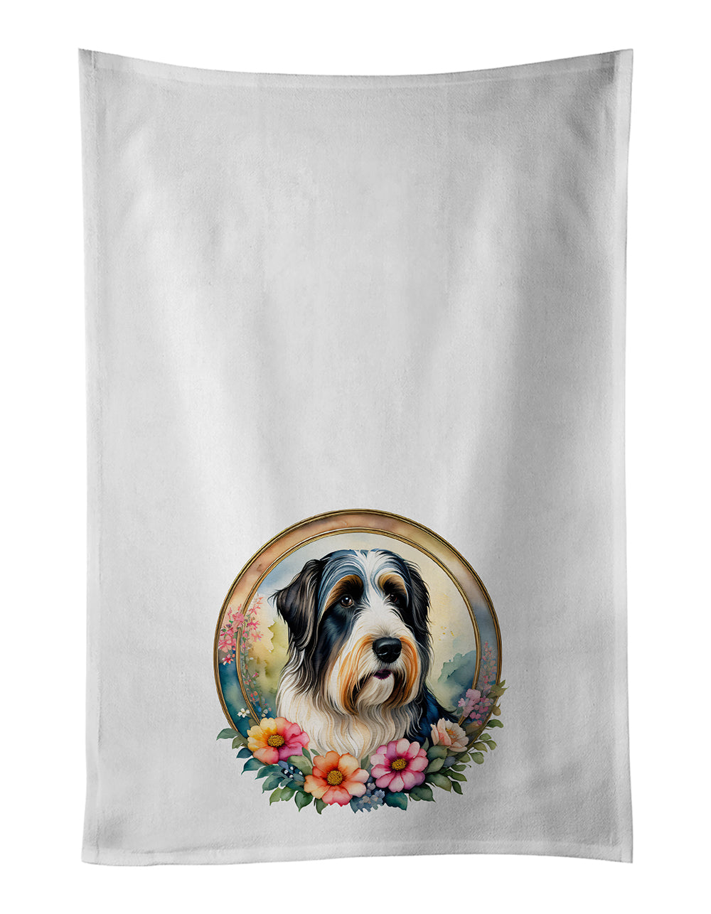 Buy this Bearded Collie and Flowers Kitchen Towel Set of 2