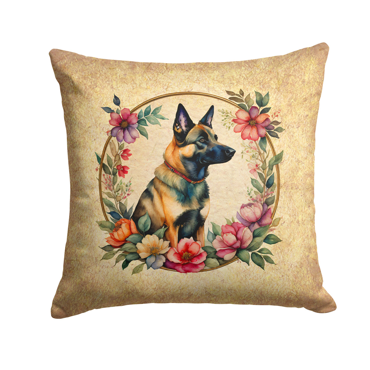 Buy this Belgian Malinois and Flowers Fabric Decorative Pillow