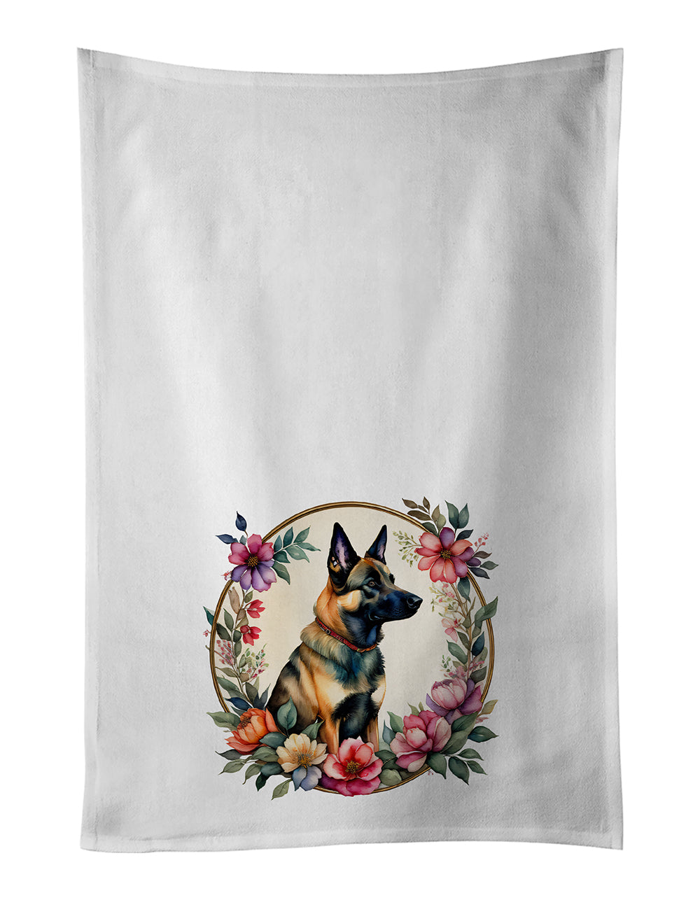Buy this Belgian Malinois and Flowers Kitchen Towel Set of 2