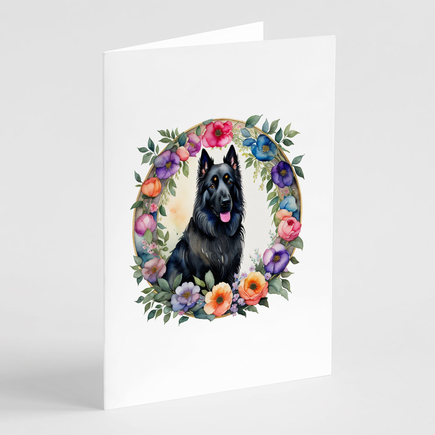 Buy this Belgian Sheepdog and Flowers Greeting Cards and Envelopes Pack of 8