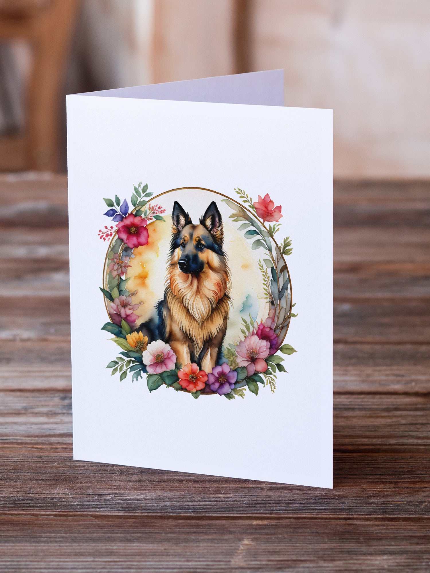 Buy this Belgian Tervuren and Flowers Greeting Cards and Envelopes Pack of 8