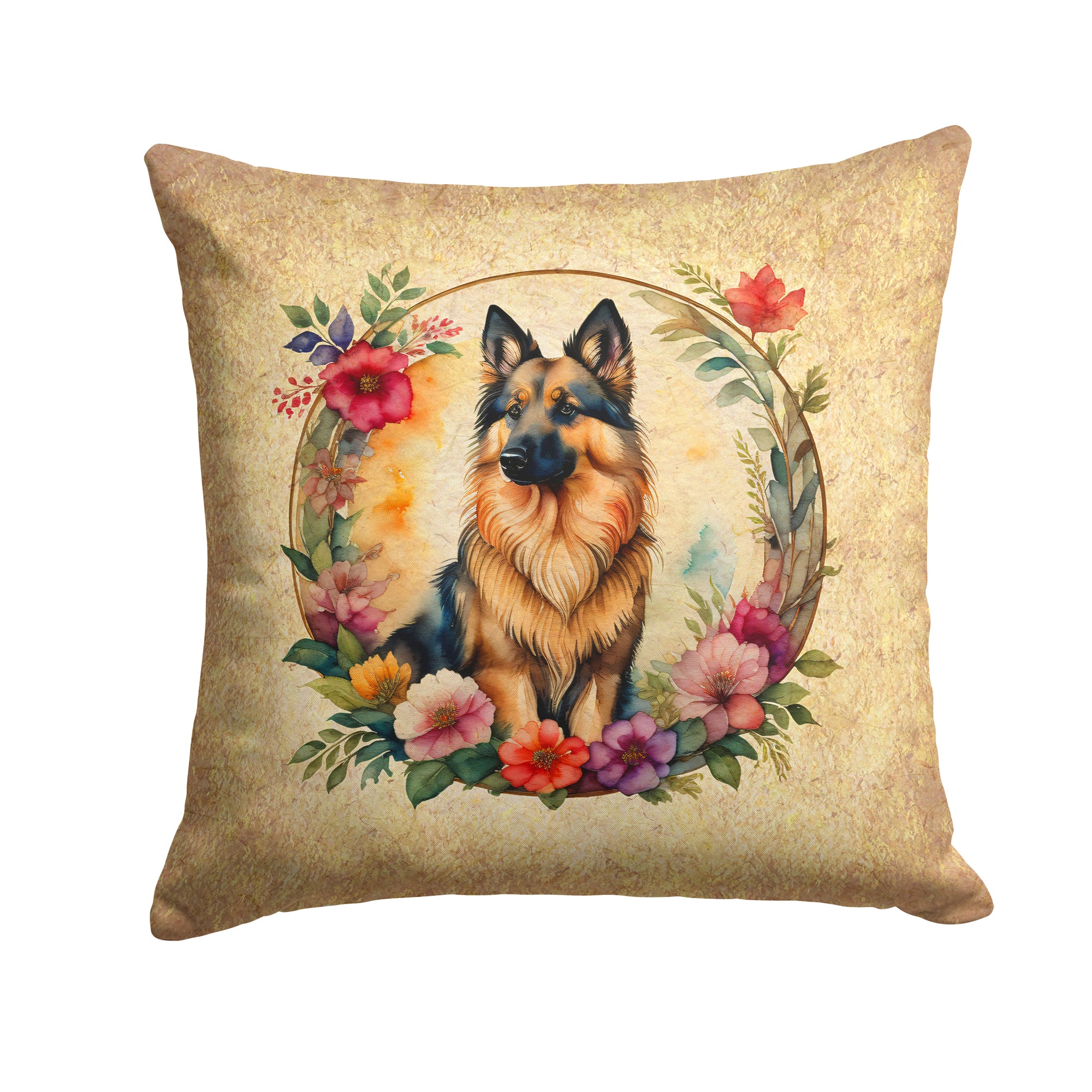 Buy this Belgian Tervuren and Flowers Fabric Decorative Pillow
