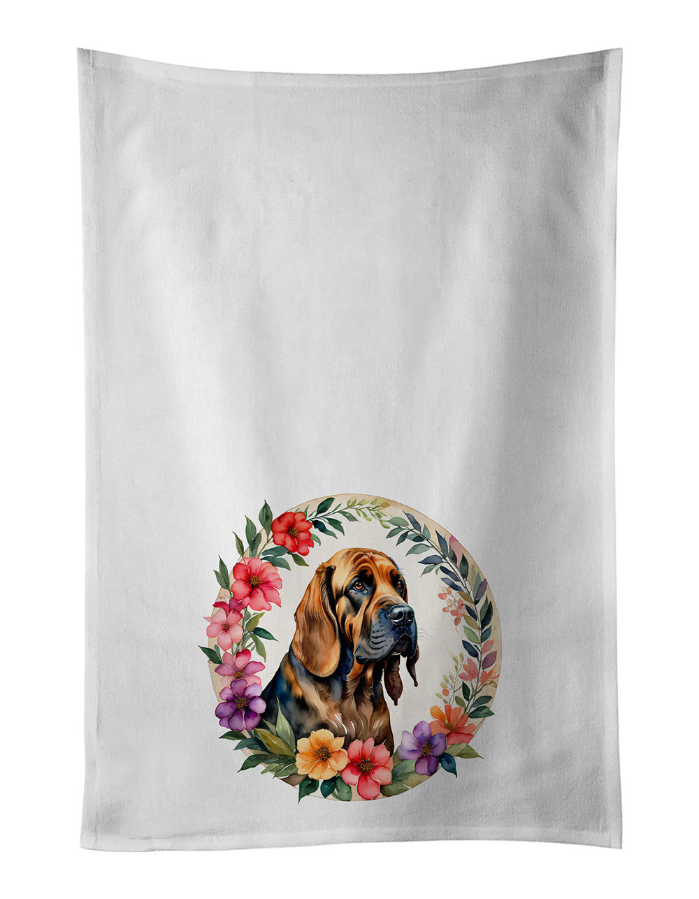 Buy this Bloodhound and Flowers Kitchen Towel Set of 2
