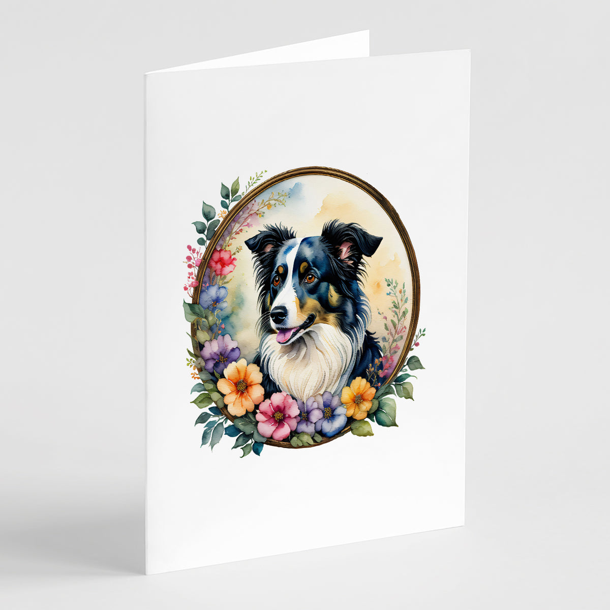Buy this Border Collie and Flowers Greeting Cards and Envelopes Pack of 8