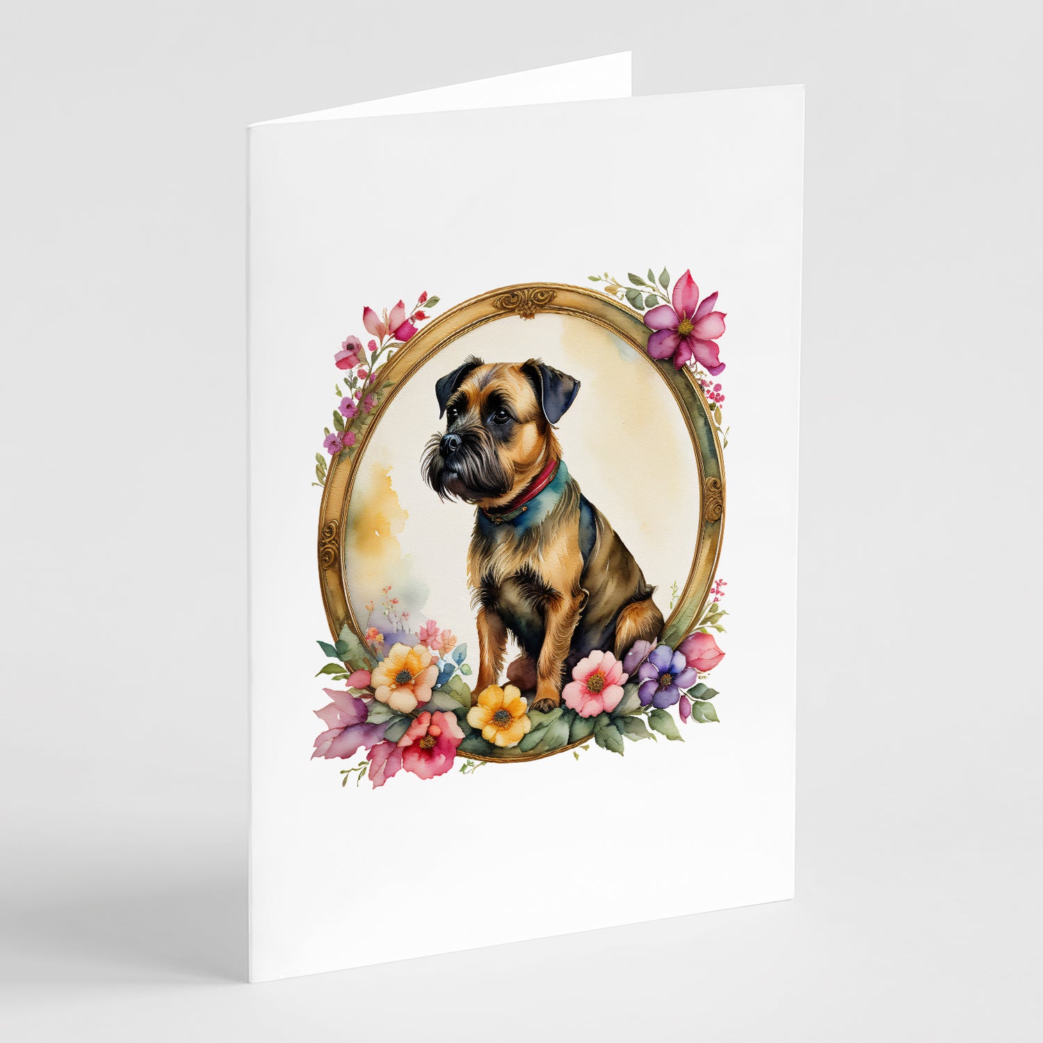Buy this Border Terrier and Flowers Greeting Cards and Envelopes Pack of 8