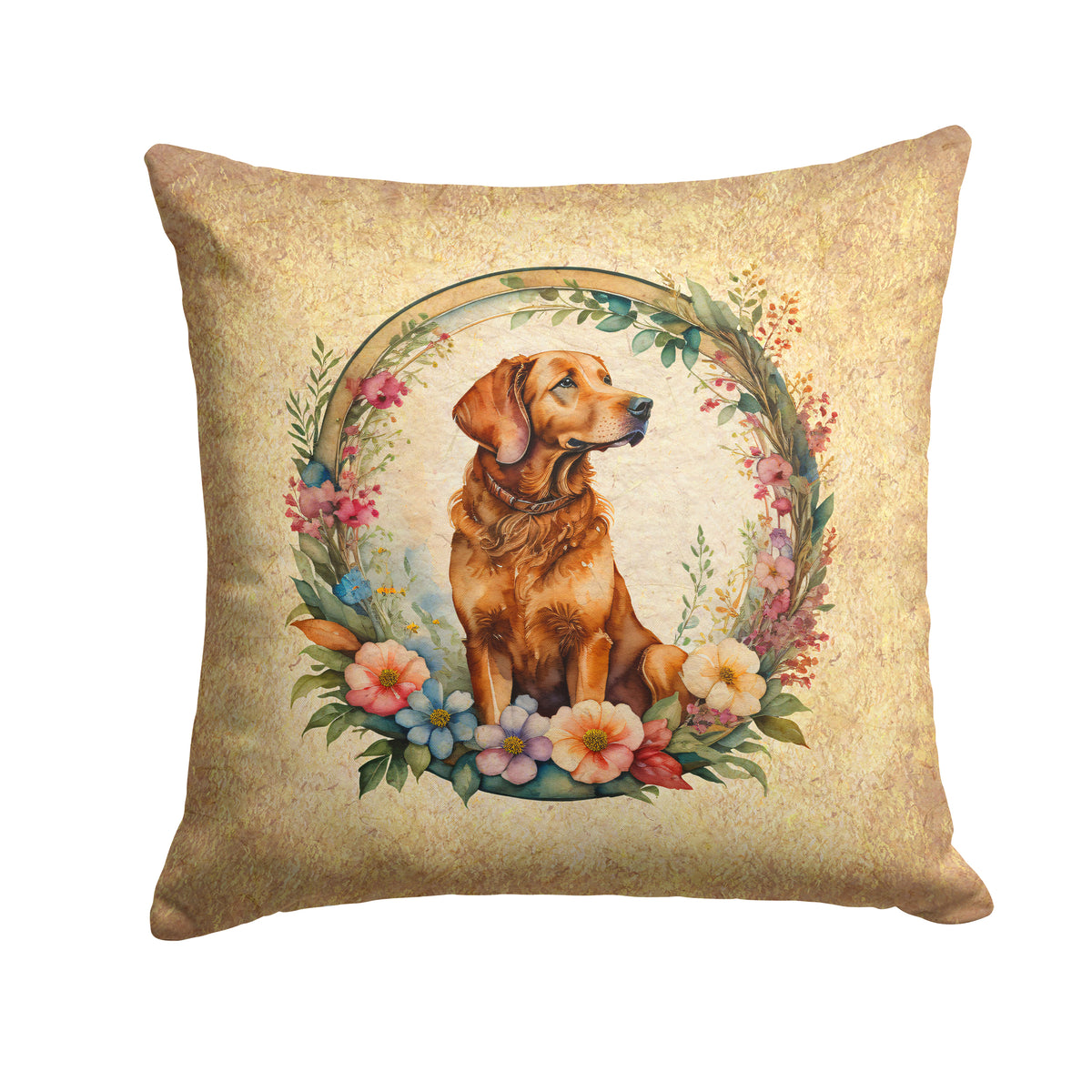 Buy this Chesapeake Bay Retriever and Flowers Fabric Decorative Pillow
