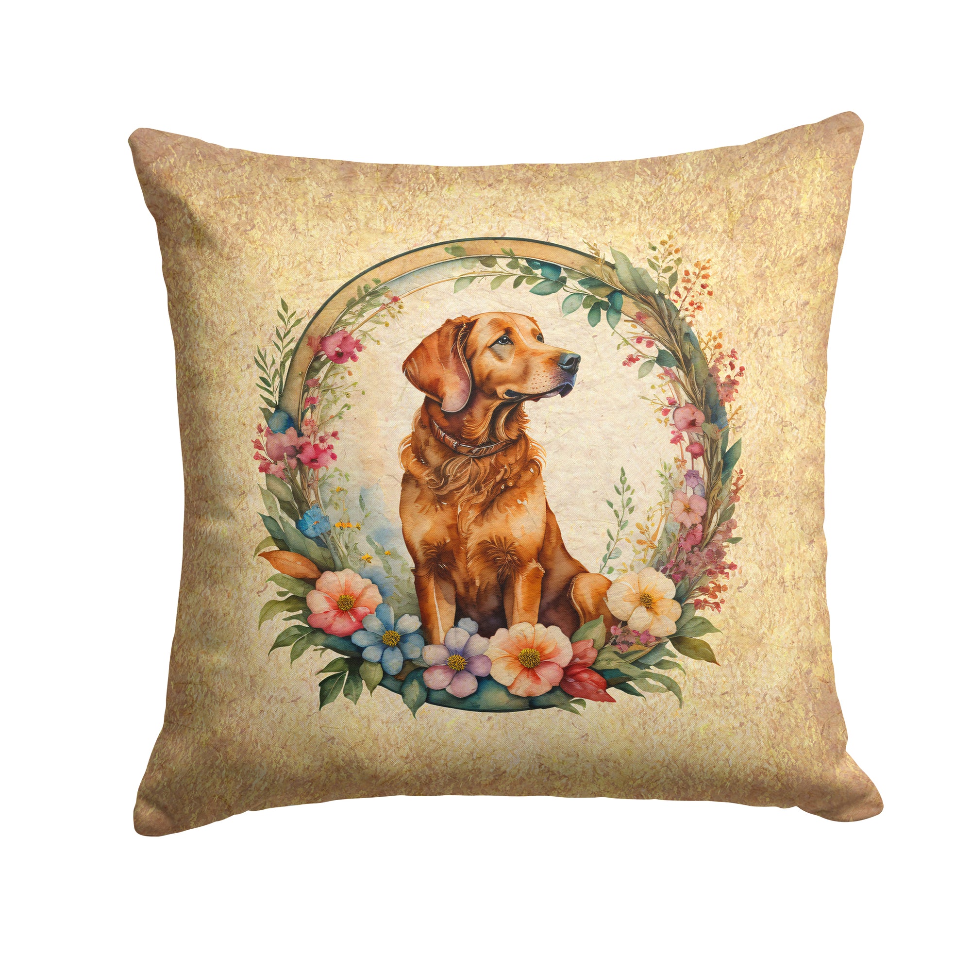Buy this Chesapeake Bay Retriever and Flowers Fabric Decorative Pillow