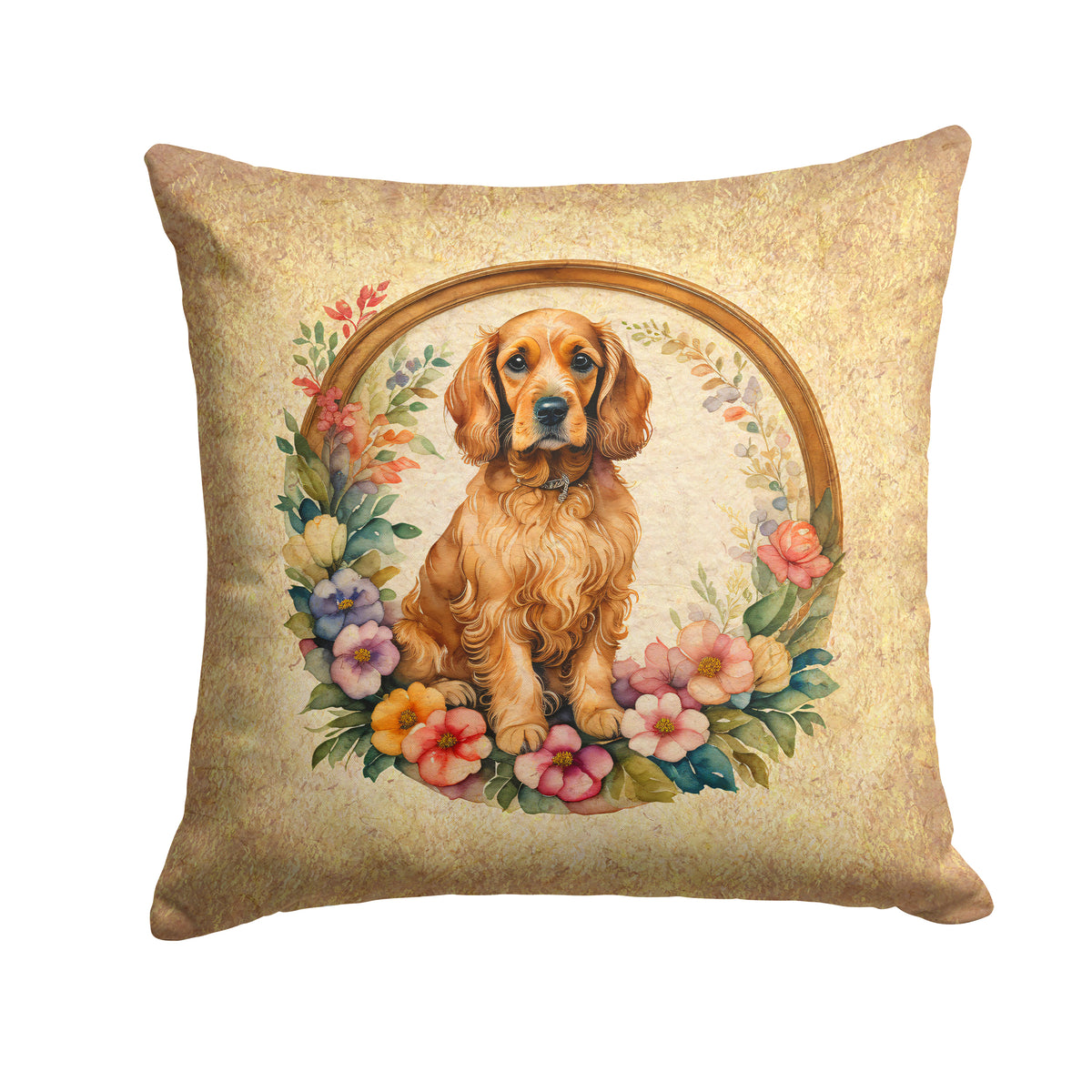 Buy this Cocker Spaniel and Flowers Fabric Decorative Pillow