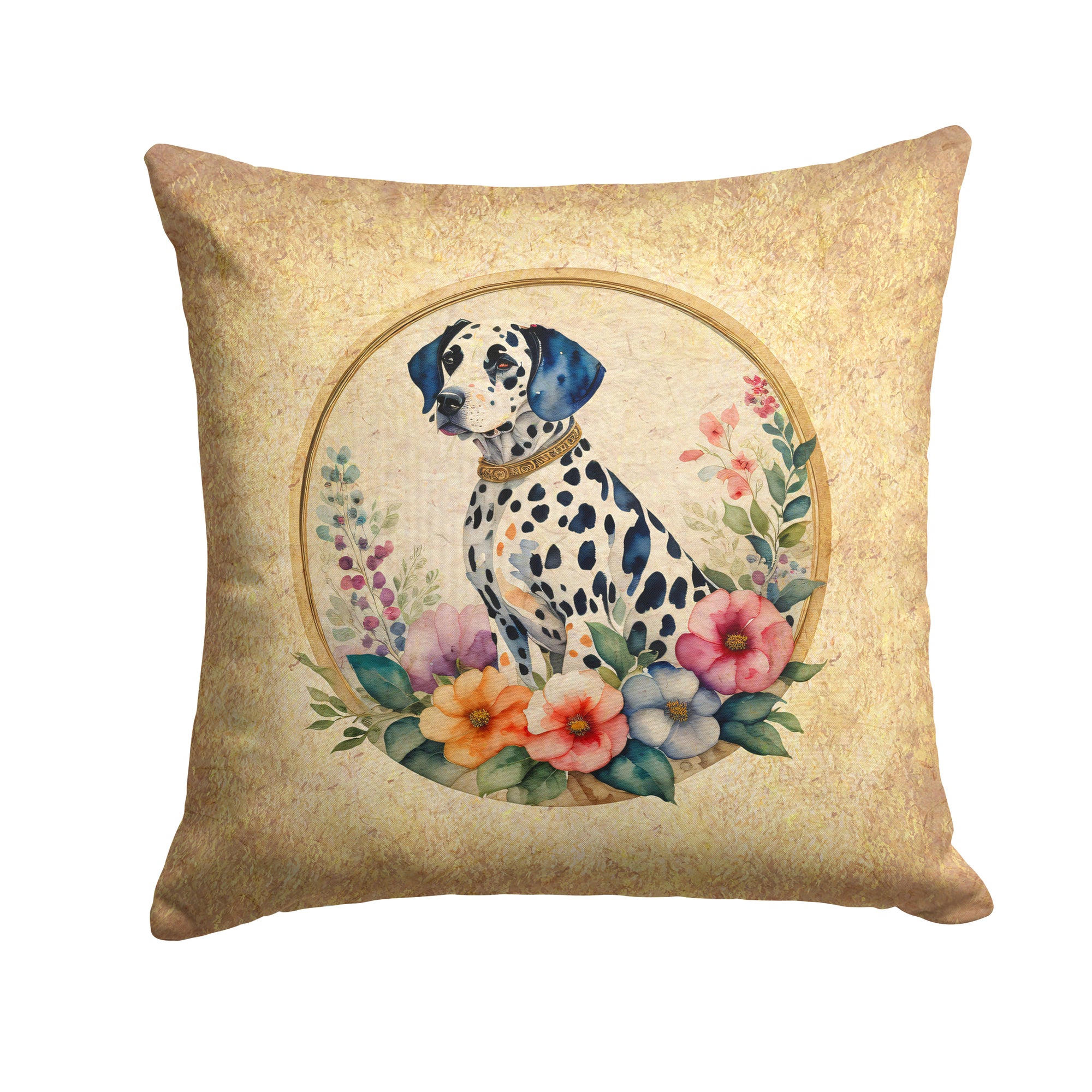 Buy this Dalmatian and Flowers Fabric Decorative Pillow