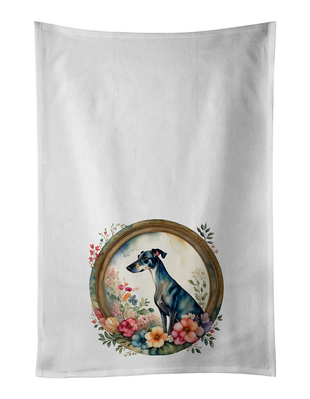 Buy this Greyhound and Flowers Kitchen Towel Set of 2