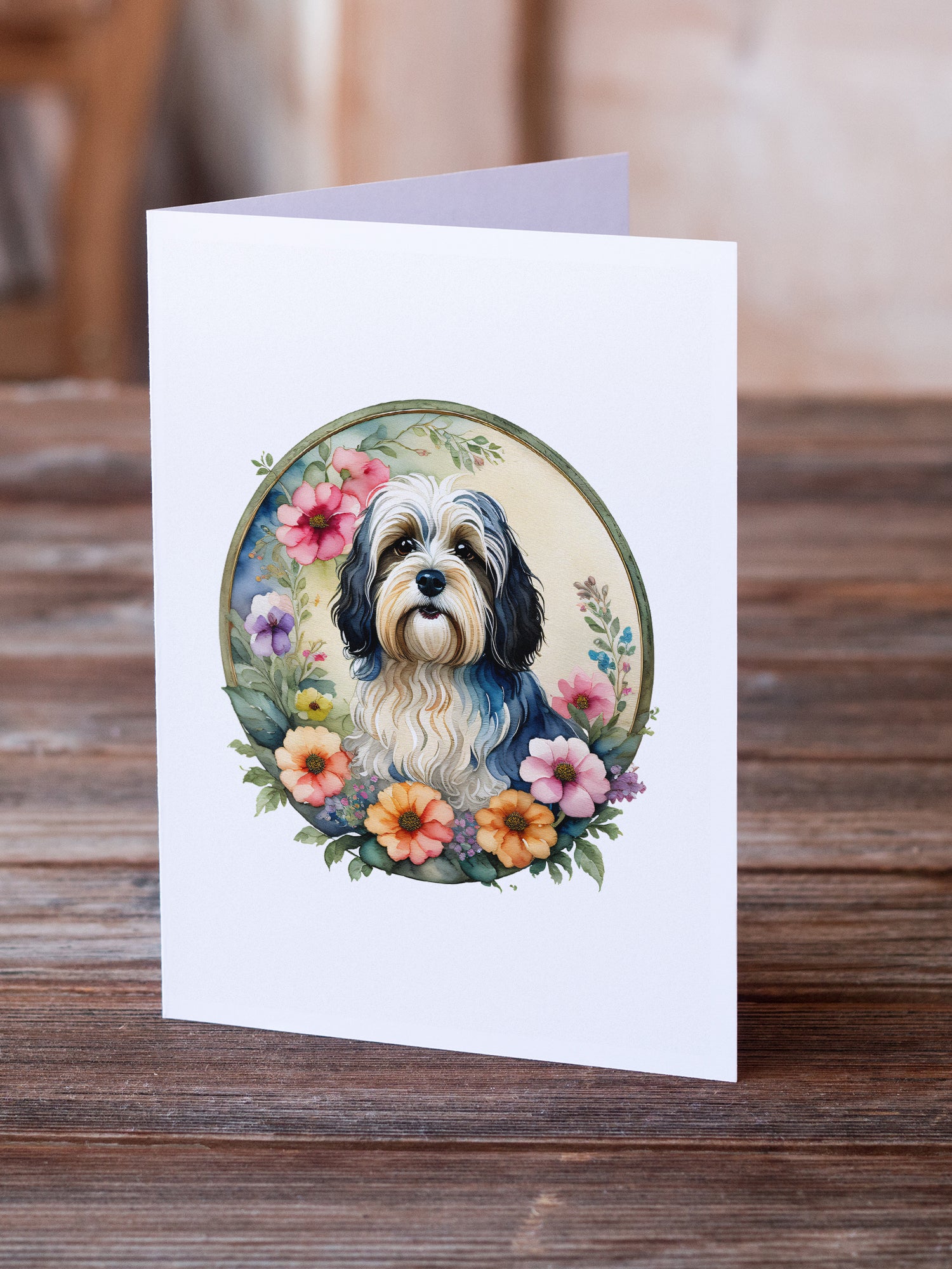 Havanese and Flowers Greeting Cards and Envelopes Pack of 8
