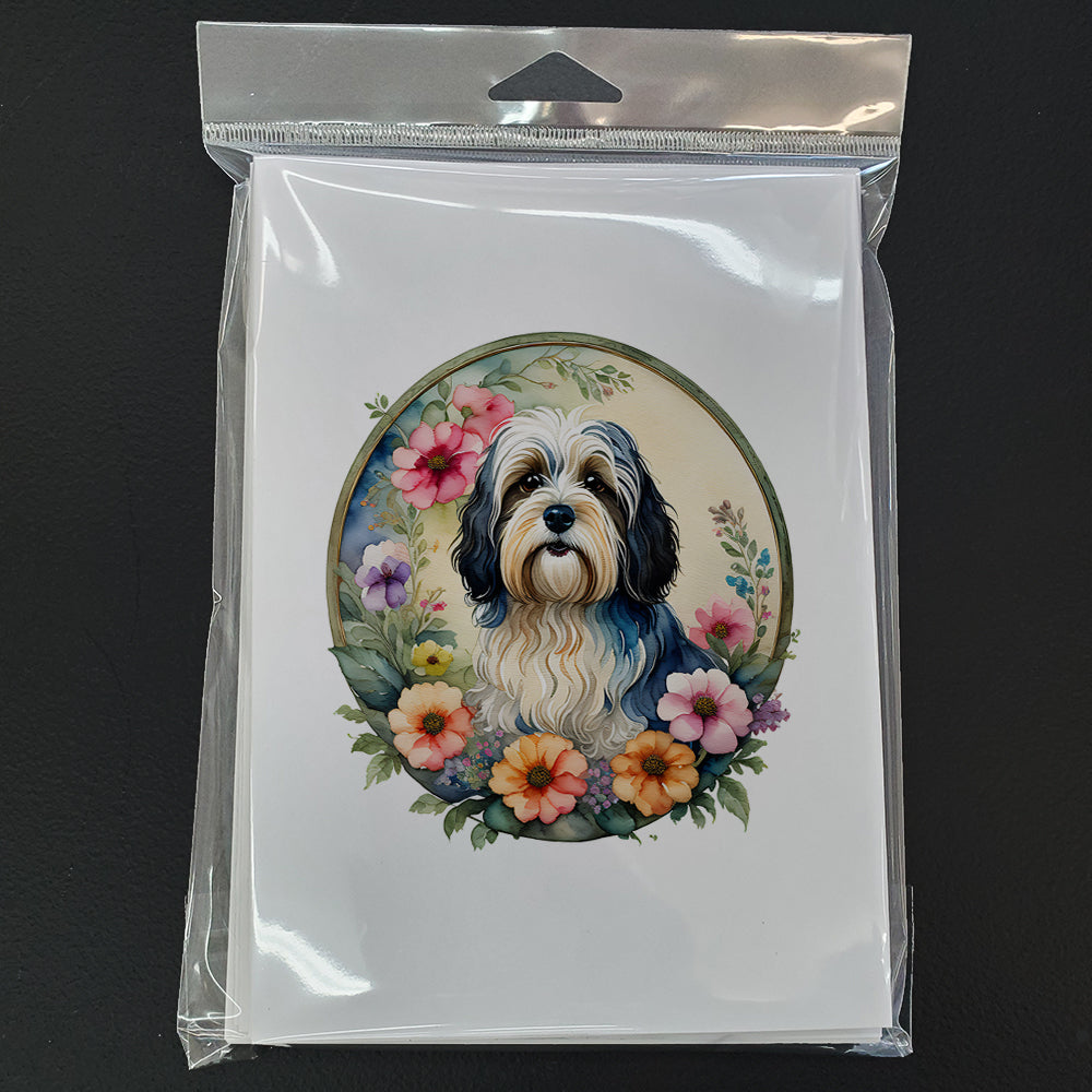 Havanese and Flowers Greeting Cards and Envelopes Pack of 8