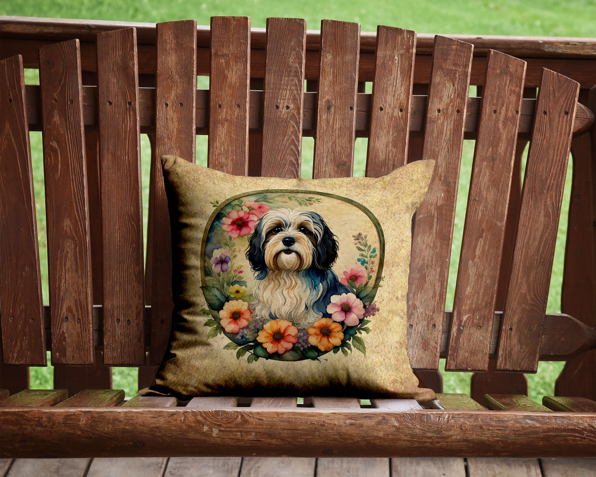 Buy this Havanese and Flowers Fabric Decorative Pillow