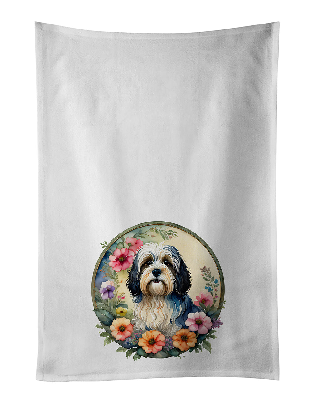 Buy this Havanese and Flowers Kitchen Towel Set of 2