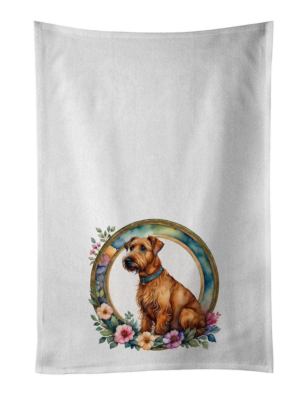 Buy this Irish Terrier and Flowers Kitchen Towel Set of 2