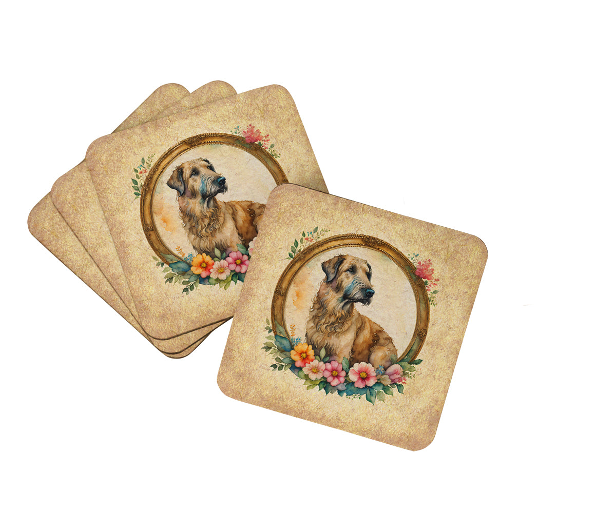 Buy this Irish Wolfhound and Flowers Foam Coasters