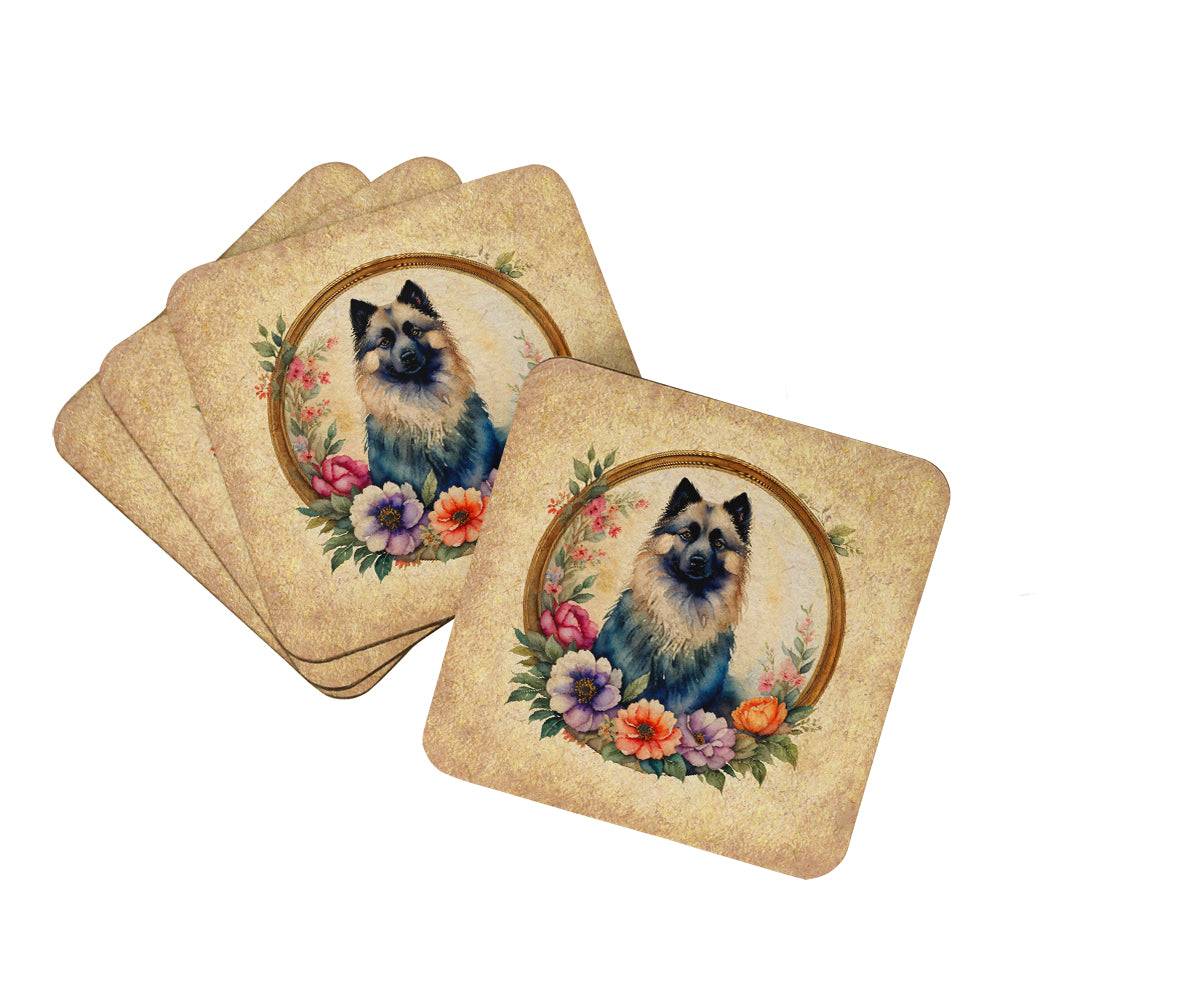 Buy this Keeshond and Flowers Foam Coasters