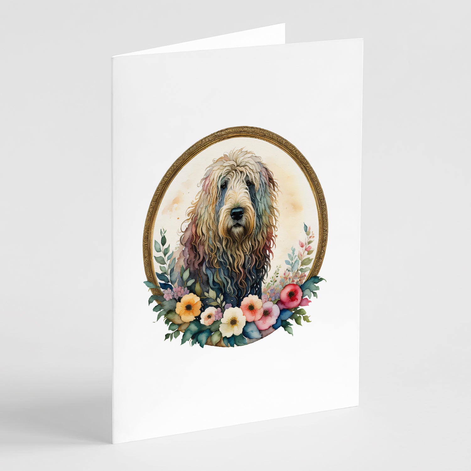 Buy this Komondor and Flowers Greeting Cards and Envelopes Pack of 8