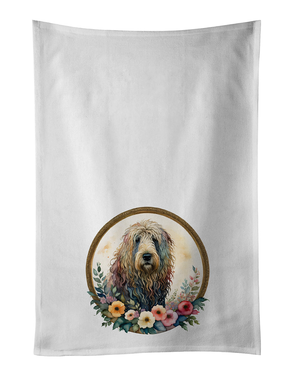 Buy this Komondor and Flowers Kitchen Towel Set of 2