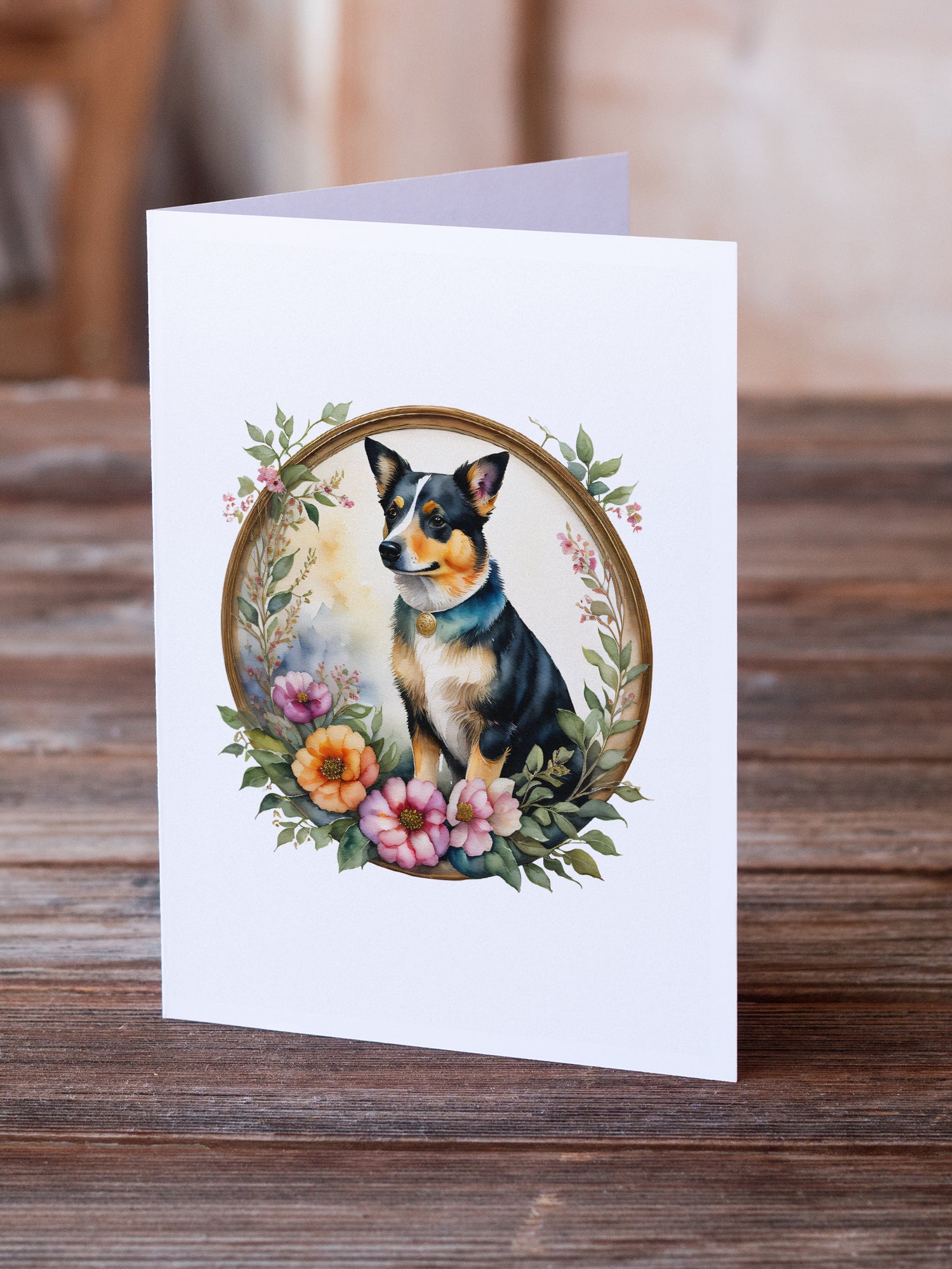 Caroline's Treasures Lancashire Heeler and Flowers Greeting Cards - Blank Note Cards – 8-Pack of Artist-Designed Cards with Envelopes