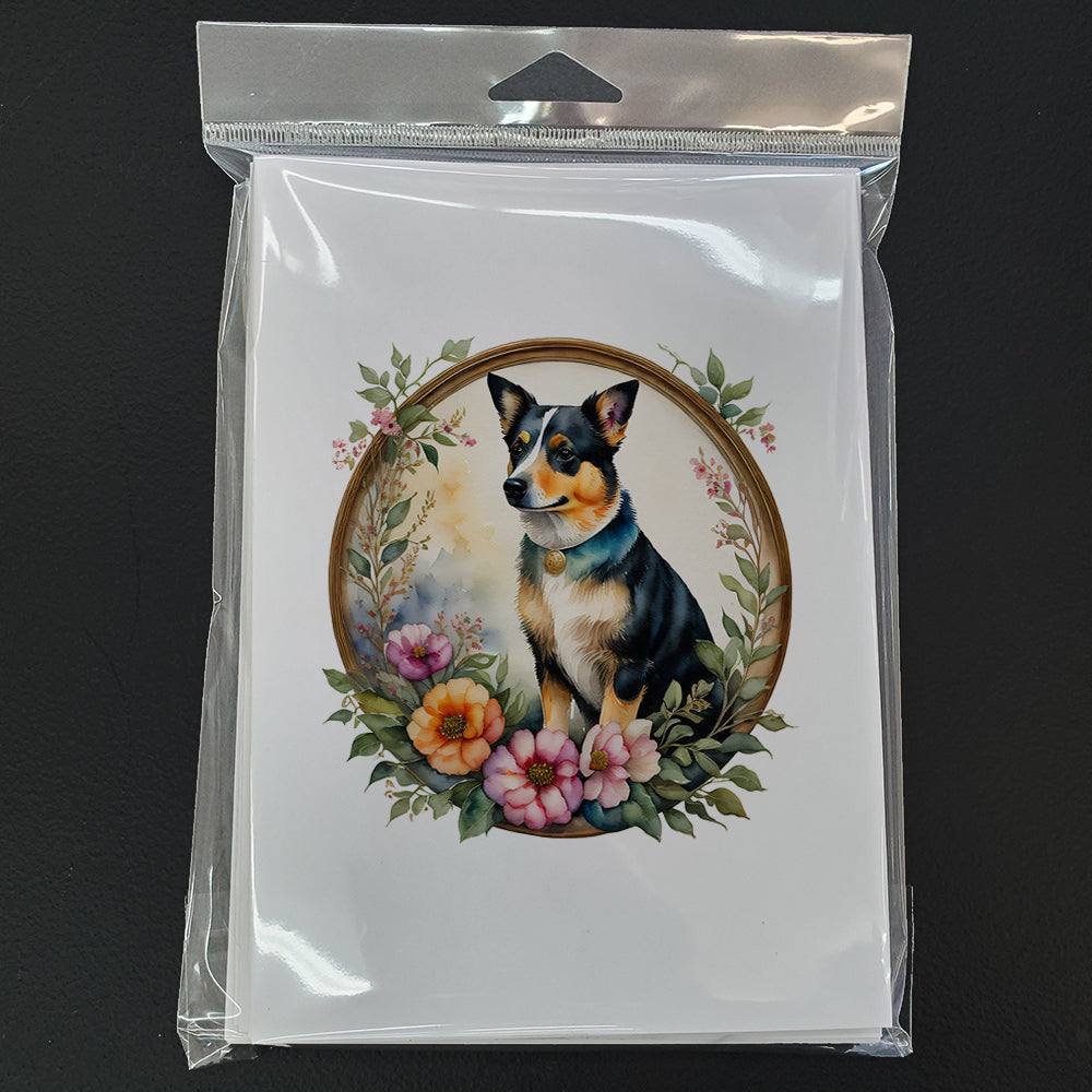 Lancashire Heeler and Flowers Greeting Cards and Envelopes Pack of 8
