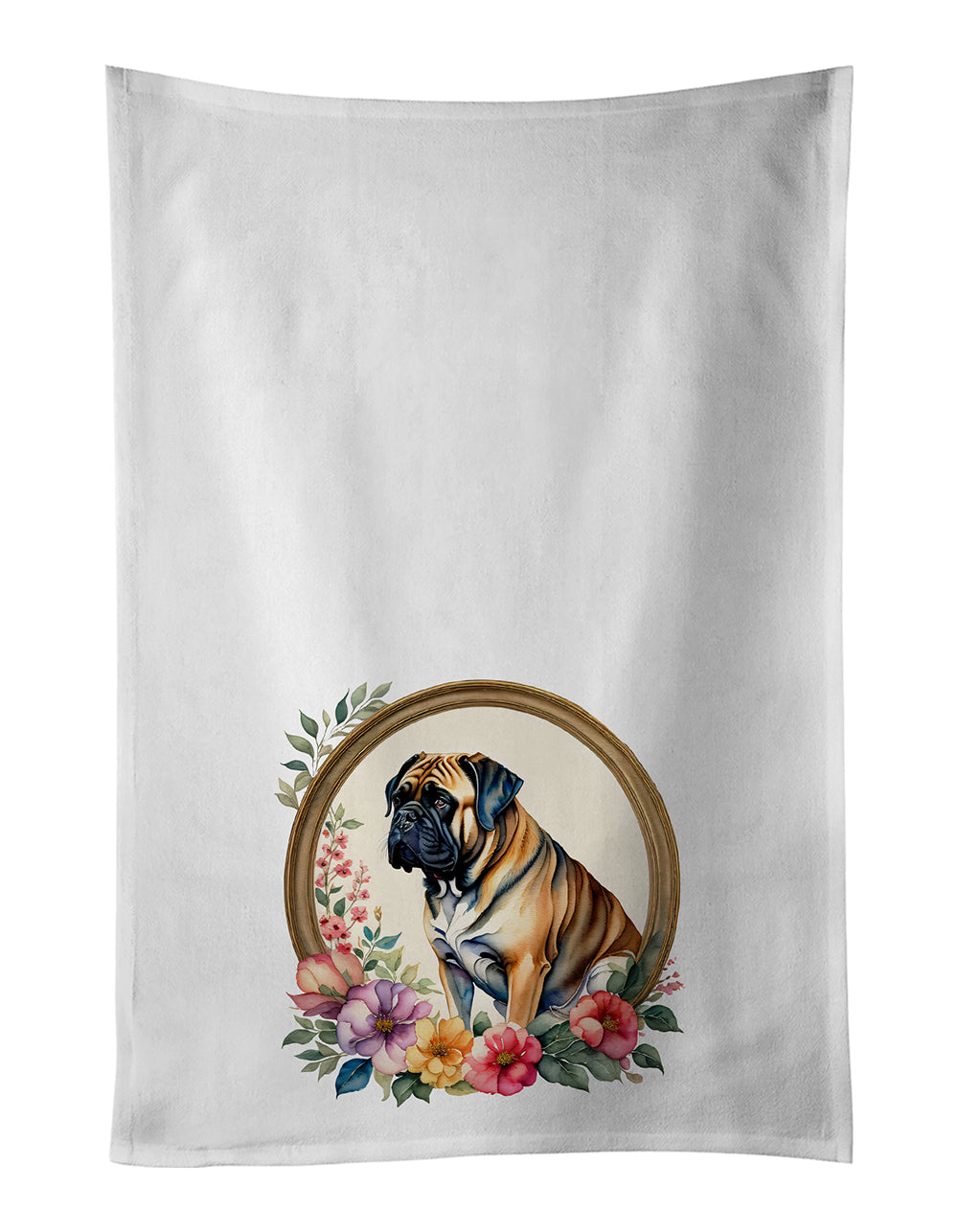Buy this Mastiff and Flowers Kitchen Towel Set of 2