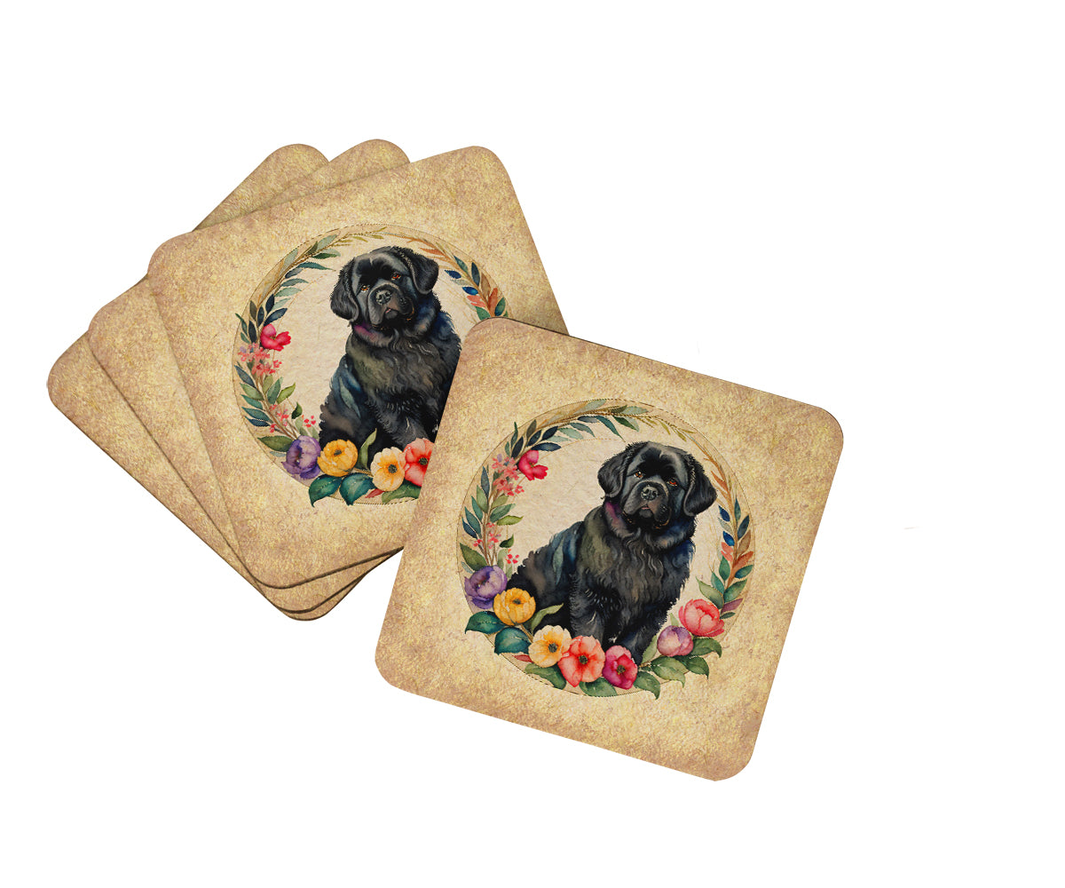 Buy this Newfoundland and Flowers Foam Coasters