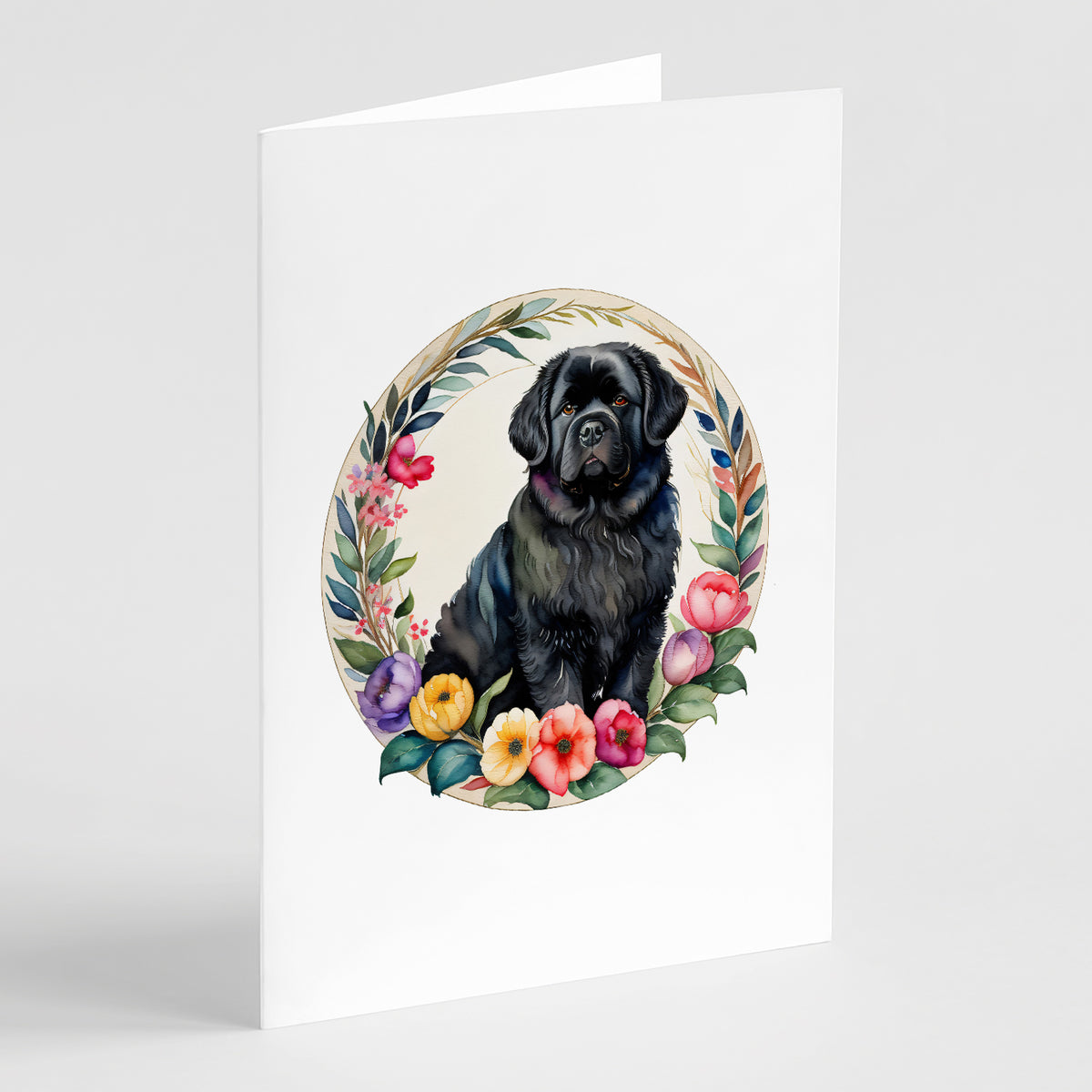 Buy this Newfoundland and Flowers Greeting Cards and Envelopes Pack of 8