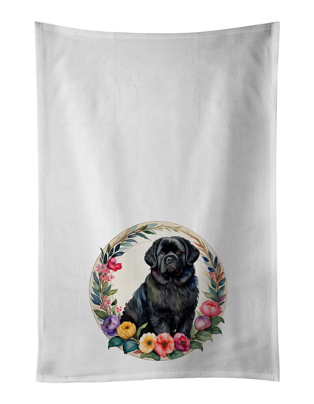 Buy this Newfoundland and Flowers Kitchen Towel Set of 2