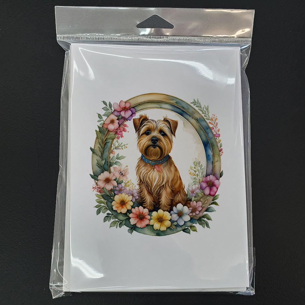 Norfolk Terrier and Flowers Greeting Cards and Envelopes Pack of 8
