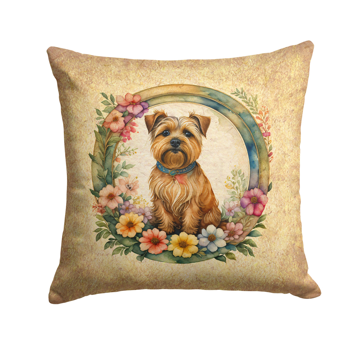 Buy this Norfolk Terrier and Flowers Fabric Decorative Pillow