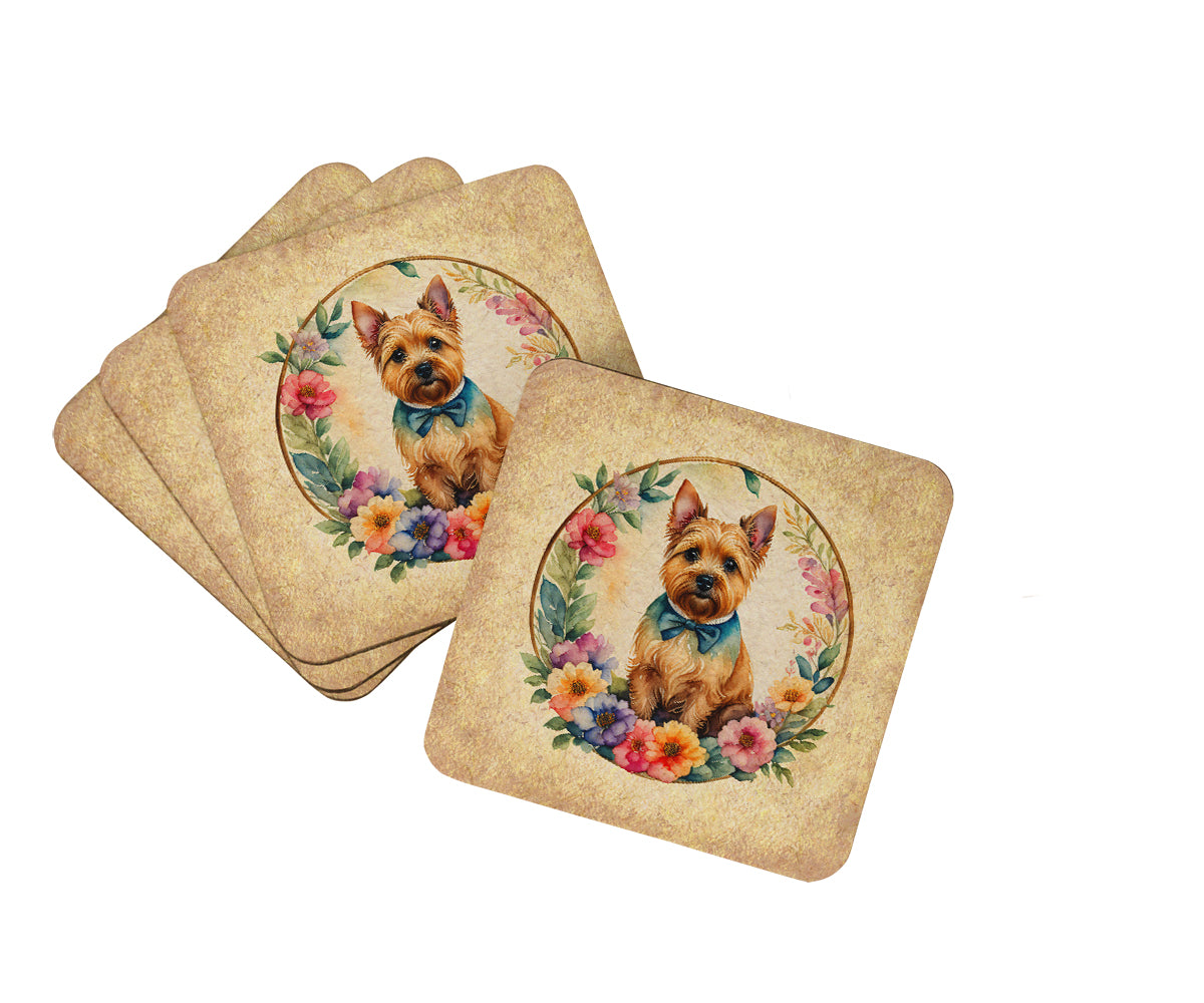 Buy this Norwich Terrier and Flowers Foam Coasters