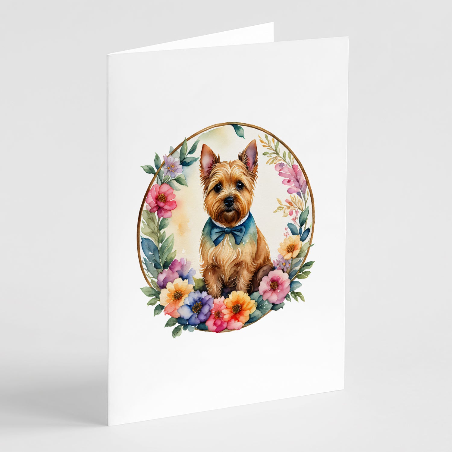 Buy this Norwich Terrier and Flowers Greeting Cards and Envelopes Pack of 8
