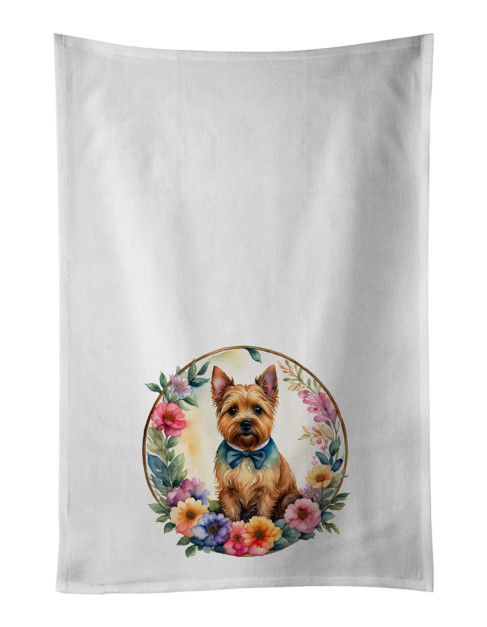 Buy this Norwich Terrier and Flowers Kitchen Towel Set of 2