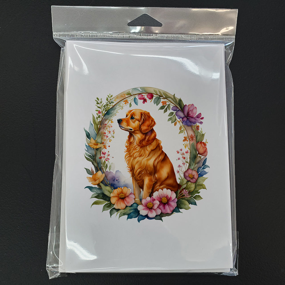 Nova Scotia Duck Tolling Retriever and Flowers Greeting Cards and Envelopes Pack of 8