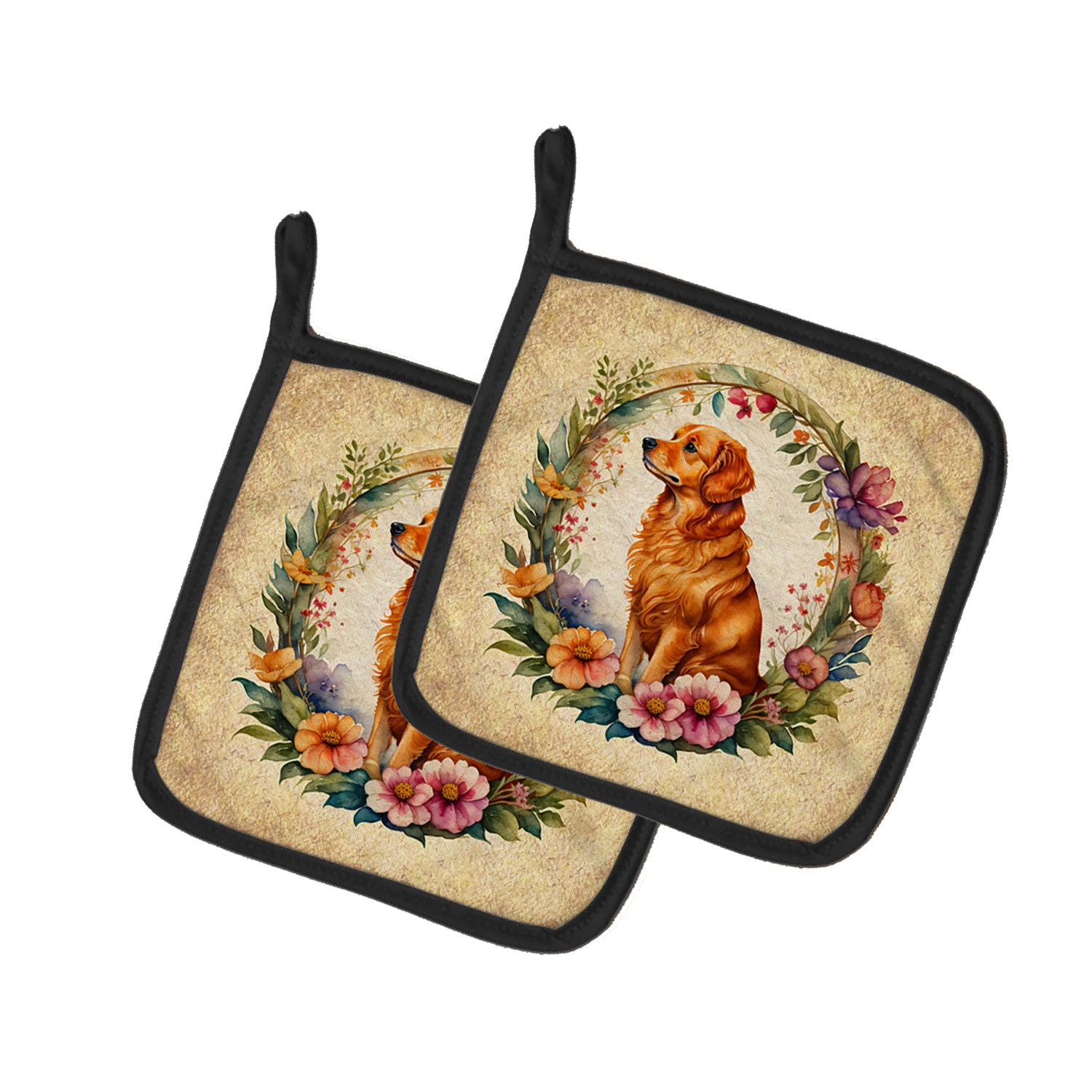 Buy this Nova Scotia Duck Tolling Retriever and Flowers Pair of Pot Holders