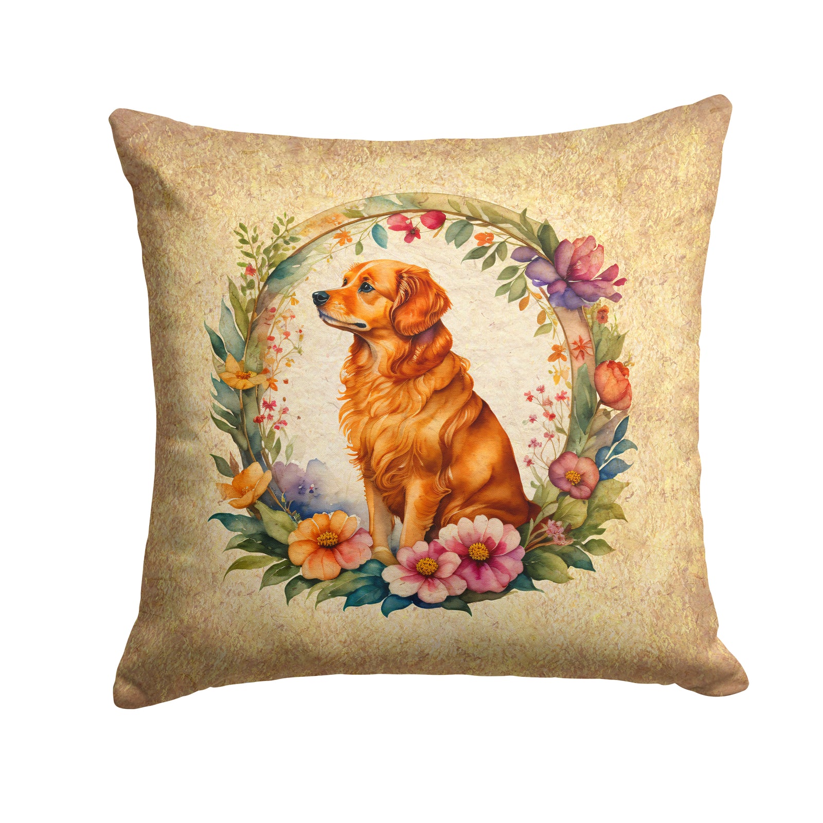 Buy this Nova Scotia Duck Tolling Retriever and Flowers Fabric Decorative Pillow