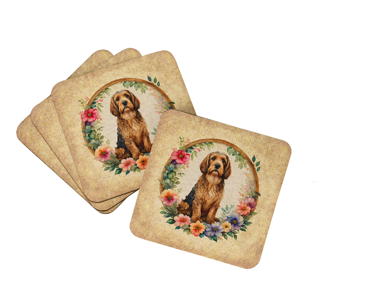 Buy this Otterhound and Flowers Foam Coasters