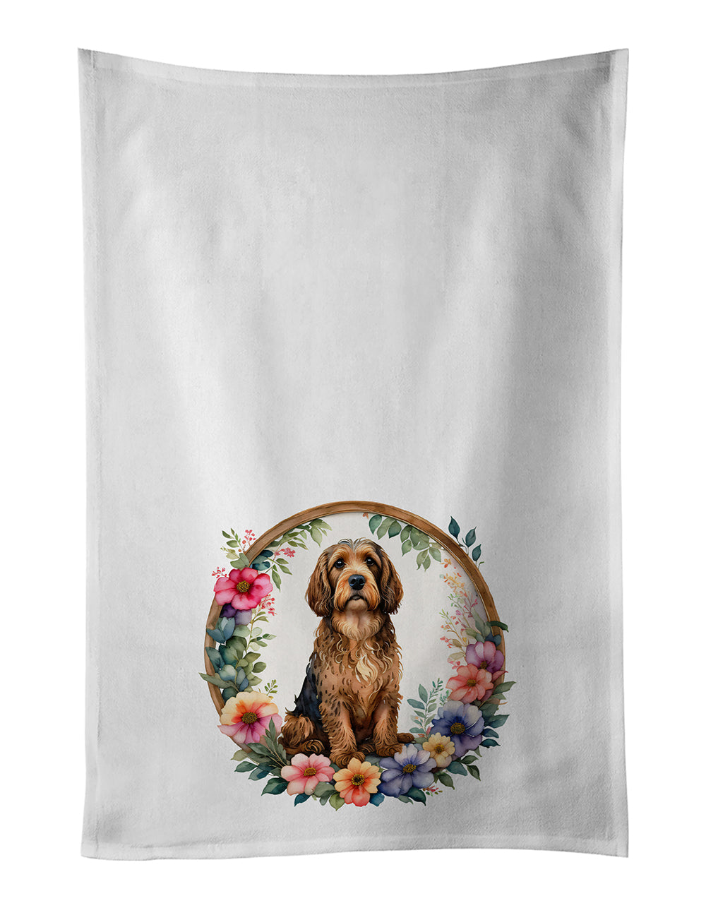 Buy this Otterhound and Flowers Kitchen Towel Set of 2