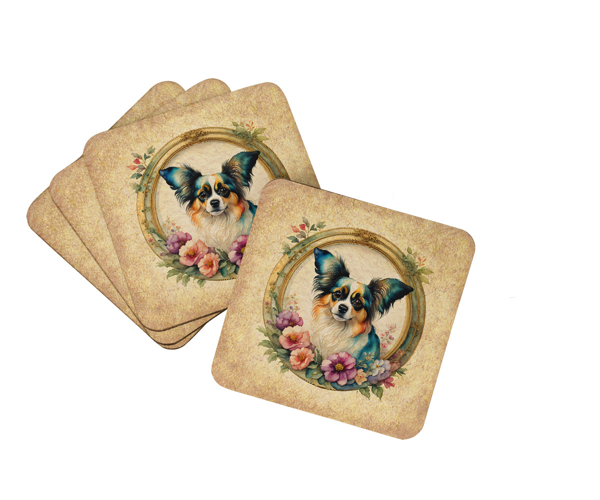 Buy this Papillon and Flowers Foam Coasters