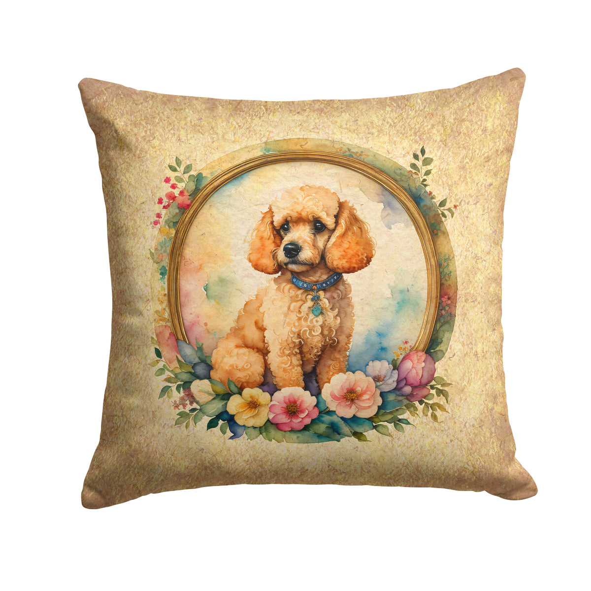 Buy this Poodle and Flowers Fabric Decorative Pillow