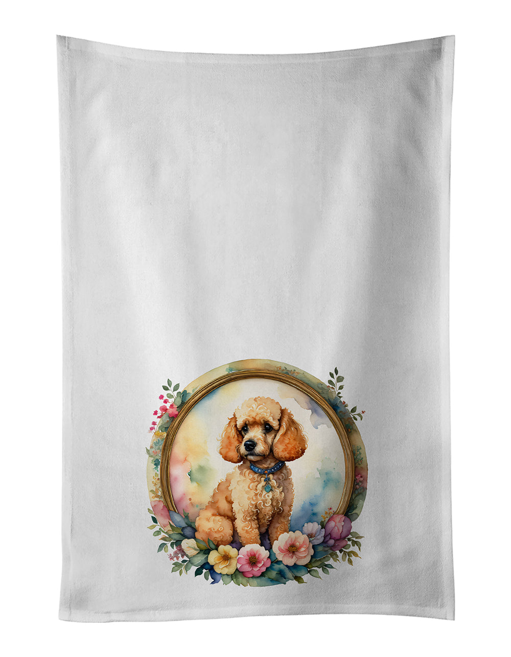 Buy this Poodle and Flowers Kitchen Towel Set of 2