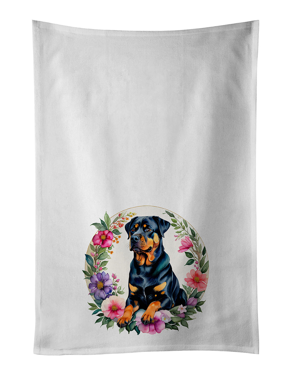 Buy this Rottweiler and Flowers Kitchen Towel Set of 2