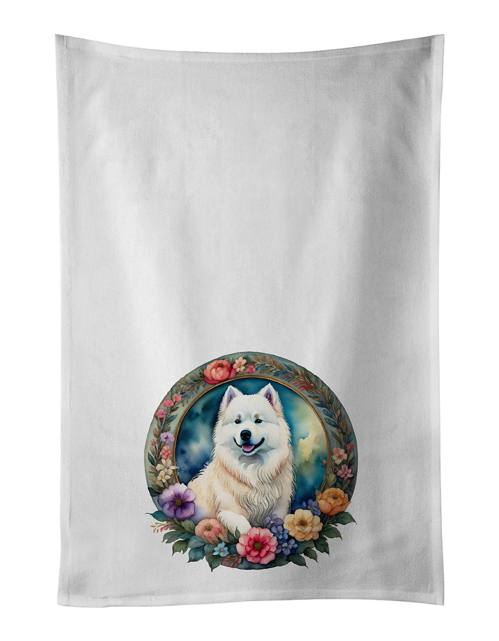Buy this Samoyed and Flowers Kitchen Towel Set of 2