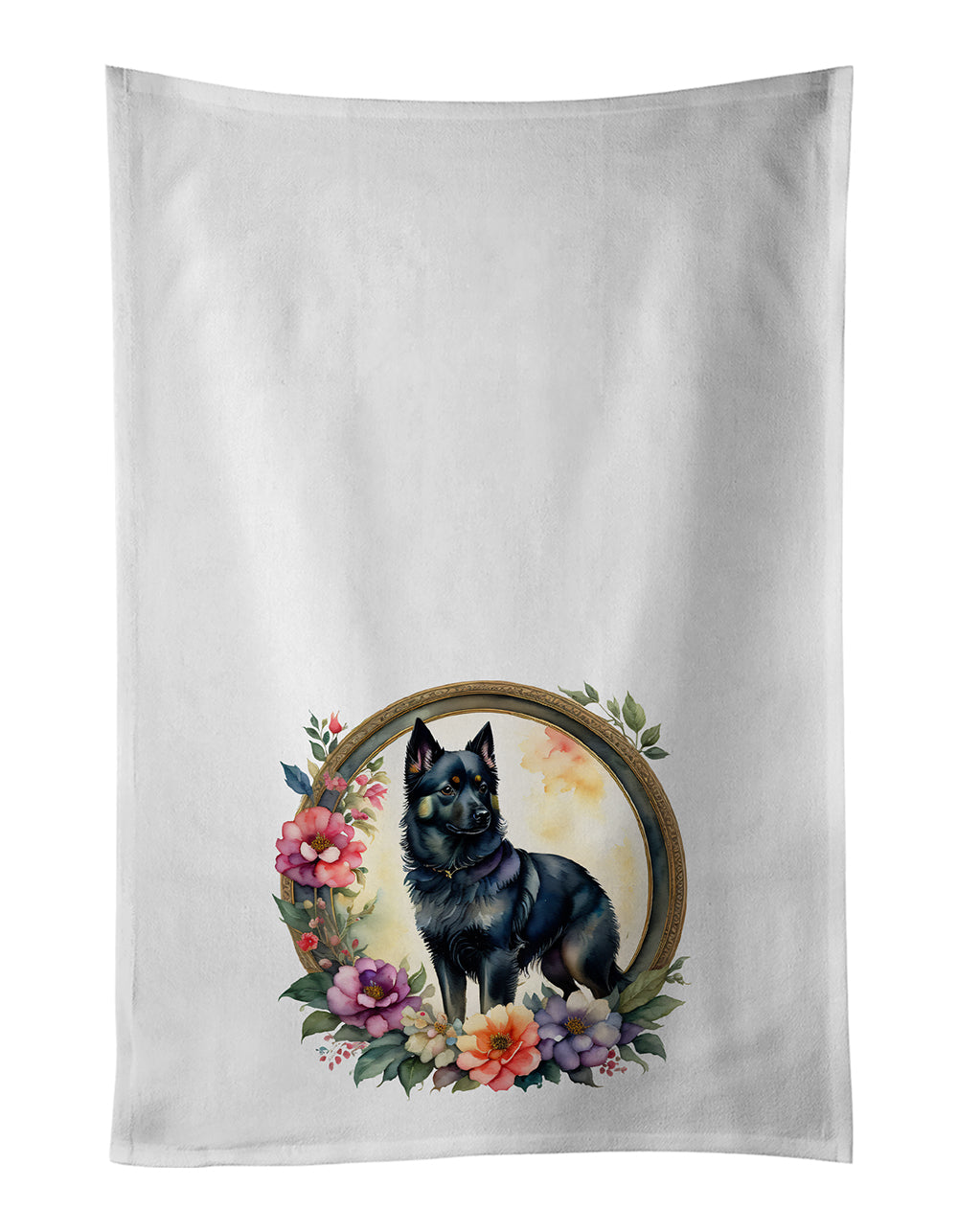 Buy this Schipperke and Flowers Kitchen Towel Set of 2